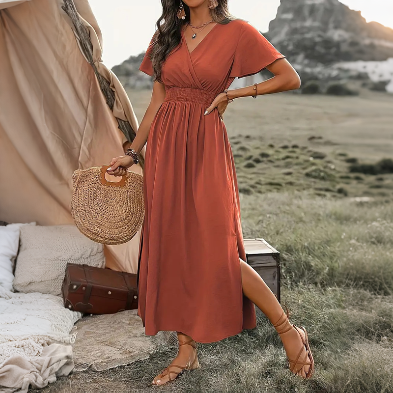 🎁2026 New Arrivals 60% OFF💥Women's Summer V-Neck Side Slit Maxi Dress