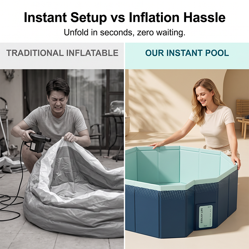 💦50% OFF HOT SUMMER SALE! 🏊 Foldable Non-Inflatable Family Swimming Pool, Thickened PVC Quick Fold Kiddie Pool with Fast Drainage for Backyard Garden
