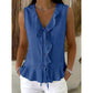 🌬️ Lightweight Ruffle Trim Top — Breezy Chiffon Fabric | V-Neck | Keeps You Cool on Warm Days