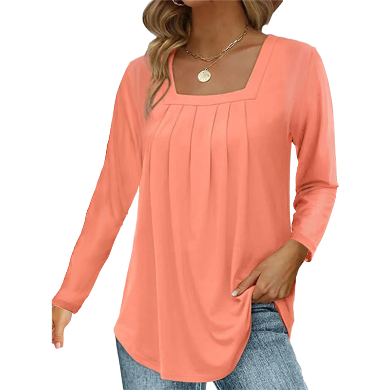 🔥Only £12.99 Last Day Promotion!🎁🌿 Cotton Elegant Pleated Square Neck Top
