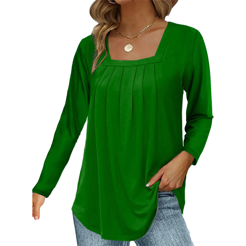 🔥Only £12.99 Last Day Promotion!🎁🌿 Cotton Elegant Pleated Square Neck Top
