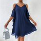 Women's Flowy Cold-Shoulder V-Neck Dress