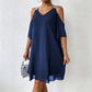 Women's Flowy Cold-Shoulder V-Neck Dress