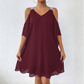 Women's Flowy Cold-Shoulder V-Neck Dress