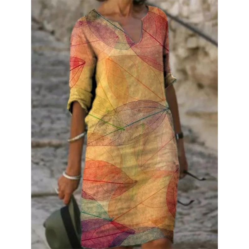 Women's Casual V-Neck Printed Dress