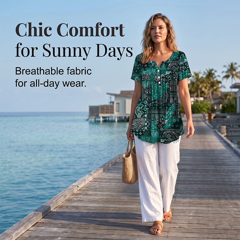 👚 50% OFF NOW! 🌞 Women's Casual V-Neck Top – Soft fabric, flattering fit & breathable – Perfect for summer days & effortless style ✨