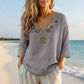 🌿Cotton And Linen Vintage Floral Embroidery V-Neck Top