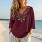 🌿Cotton And Linen Vintage Floral Embroidery V-Neck Top