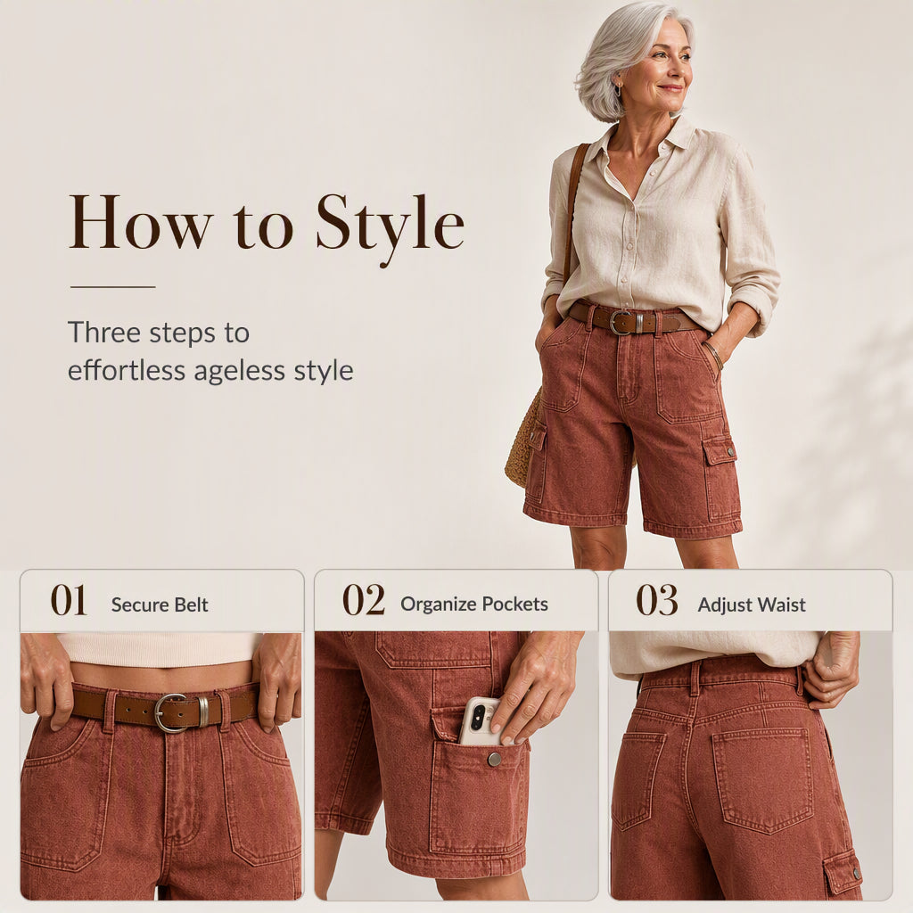 Women’s Loose Fit Denim Cargo Shorts