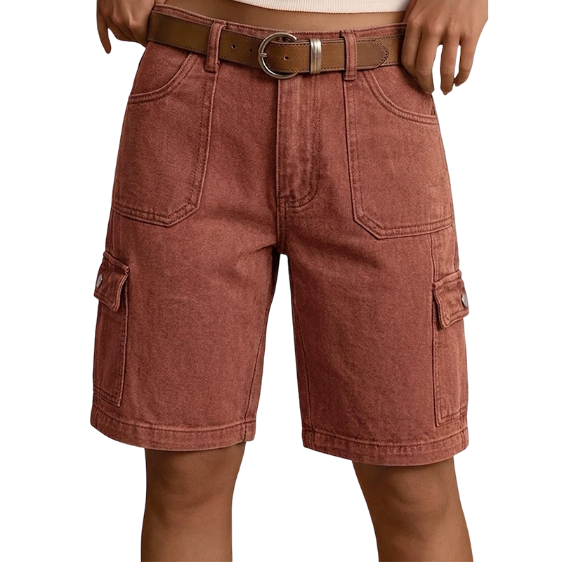 Women’s Loose Fit Denim Cargo Shorts