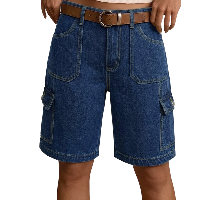 Women’s Loose Fit Denim Cargo Shorts