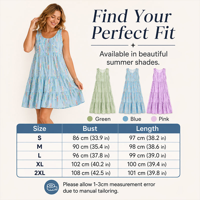 Women's Sleeveless O-Neck Tiered Midi Dress