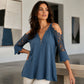 ⌛Limited-Time Offer-Women's Lace Cold Shoulder Top with Zipper