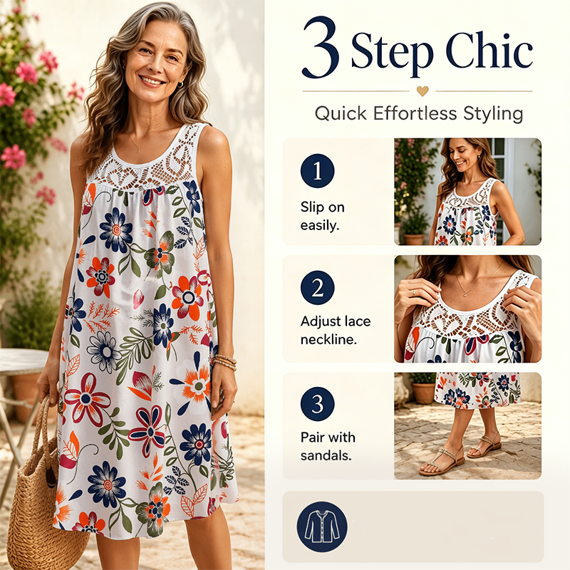 ⏳Limited time – 50% OFF⏰Women's Elegant Sleeveless Floral Dress