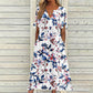 ☀️👗Top Pick - Casual Floral Midi Dress with V-Neck – Soft Drape & Romantic Print