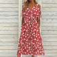 ☀️👗Top Pick - Casual Floral Midi Dress with V-Neck – Soft Drape & Romantic Print
