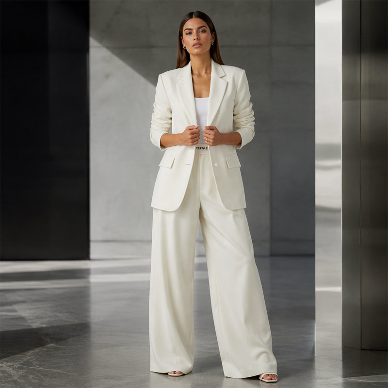 ✨🛍️Fresh Drop - Blazer & Wide-Leg Pant Suit – Clean Lines & Breezy Comfort for Confident All-Day Wear