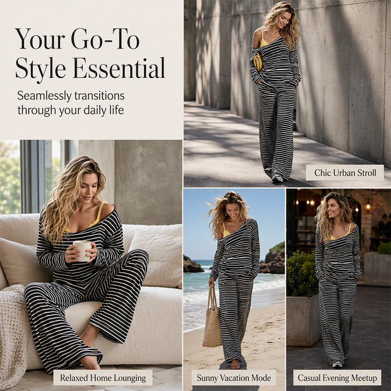 ☀️ Effortless Stripe Lounge Set– Soft, Stylish & Perfect For Every Occasion✨
