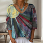 ✨Women's Retro Patchwork V-Neck Blouse – Artistic Style & Effortless Everyday Elegance 🌸