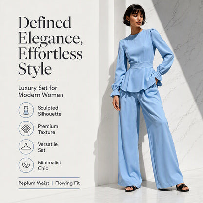 ✨New Arrivals & Special Offers-Women's Elegant Puff Sleeve Top & Wide-Leg Pants Set
