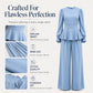 ✨New Arrivals & Special Offers-Women's Elegant Puff Sleeve Top & Wide-Leg Pants Set
