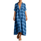 Women's Plaid Button-Down Maxi Shirt Dress
