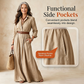 🌸Hot Sale 50% OFF💖Women Long Sleeve Shirt Maxi Dress with Belt Classic Turndown Collar Holiday Resort Long Dress