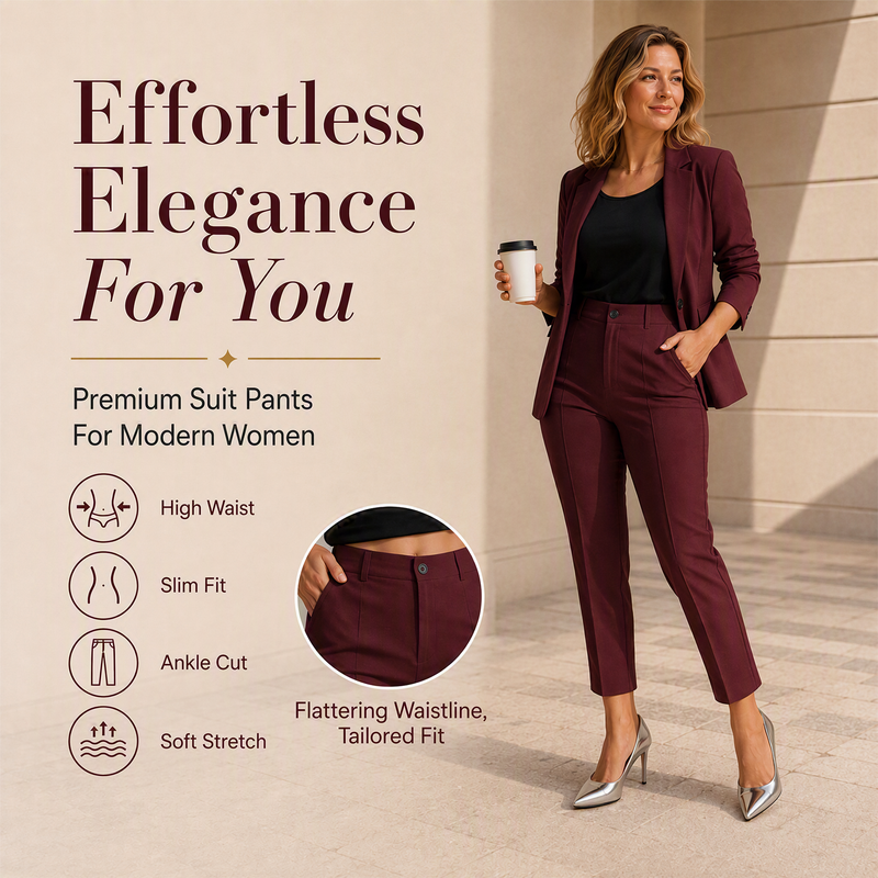 Women's High Waisted Cropped Suit Pants