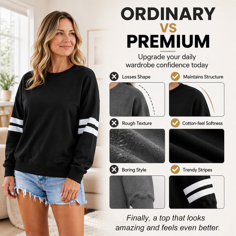 Women's Oversized Crewneck Striped Pullover
