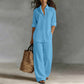 Women's Casual Shirt & Wide-Leg Pants Set