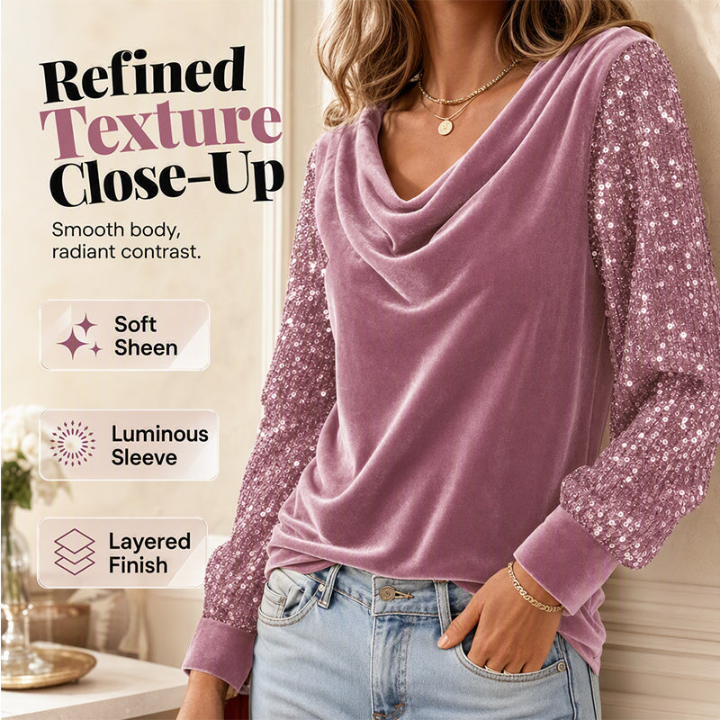 Shimmer Velvet Long Sleeve Top
