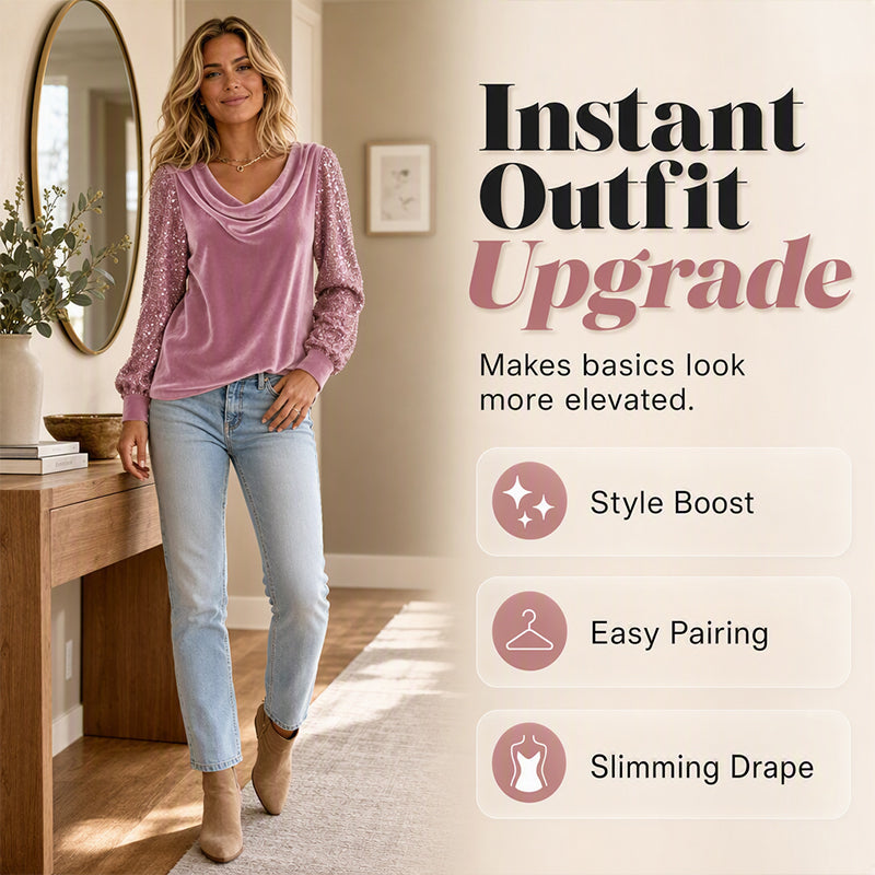 Shimmer Velvet Long Sleeve Top