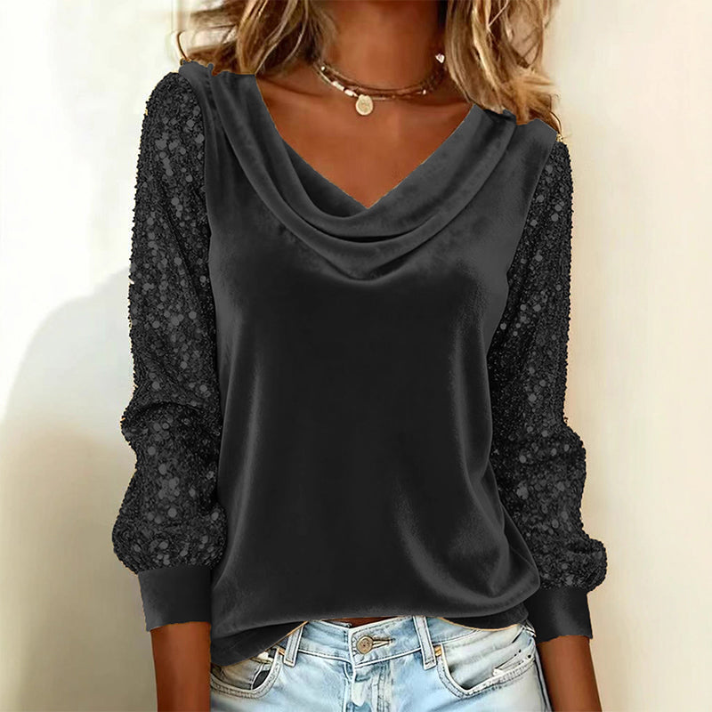 Shimmer Velvet Long Sleeve Top