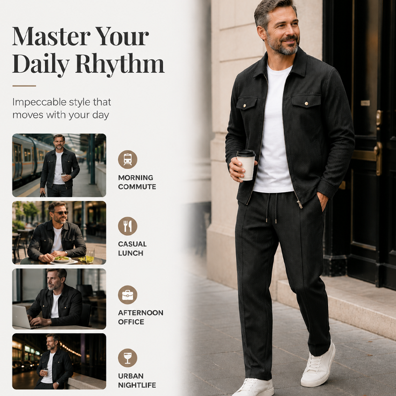 ⌛Limited-Time Offer-Men's Texture Jacket & Pants 2-Piece Set