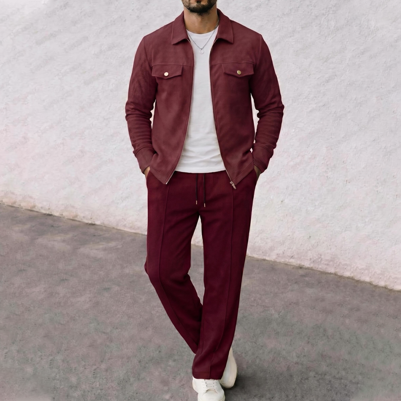 ⌛Limited-Time Offer-Men's Texture Jacket & Pants 2-Piece Set