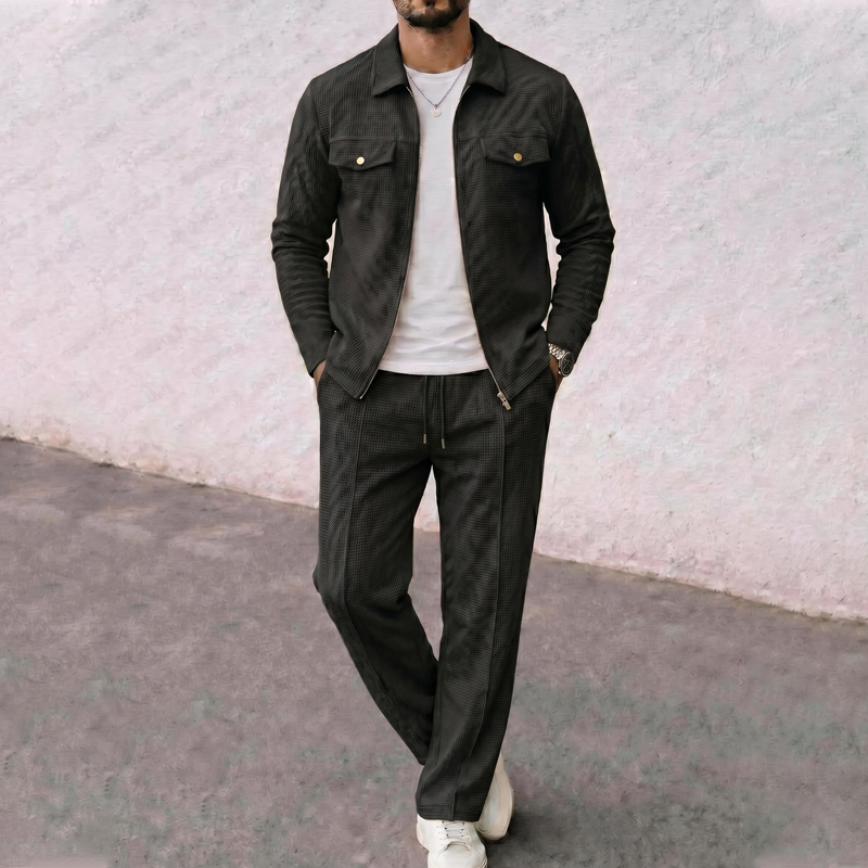 ⌛Limited-Time Offer-Men's Texture Jacket & Pants 2-Piece Set