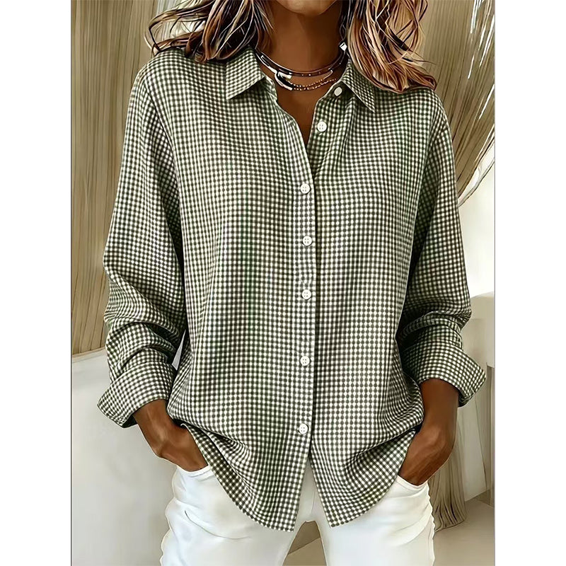 Women's Retro Plaid Long Sleeve Top