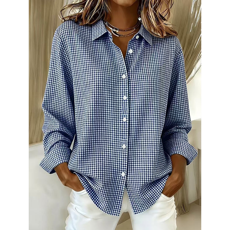 Women's Retro Plaid Long Sleeve Top
