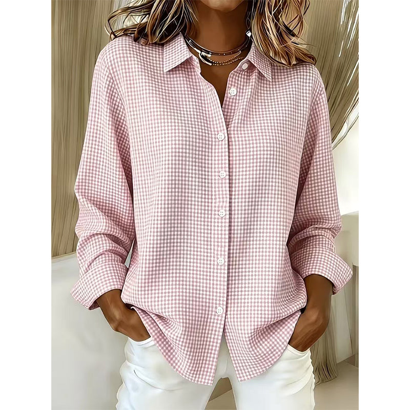 Women's Retro Plaid Long Sleeve Top
