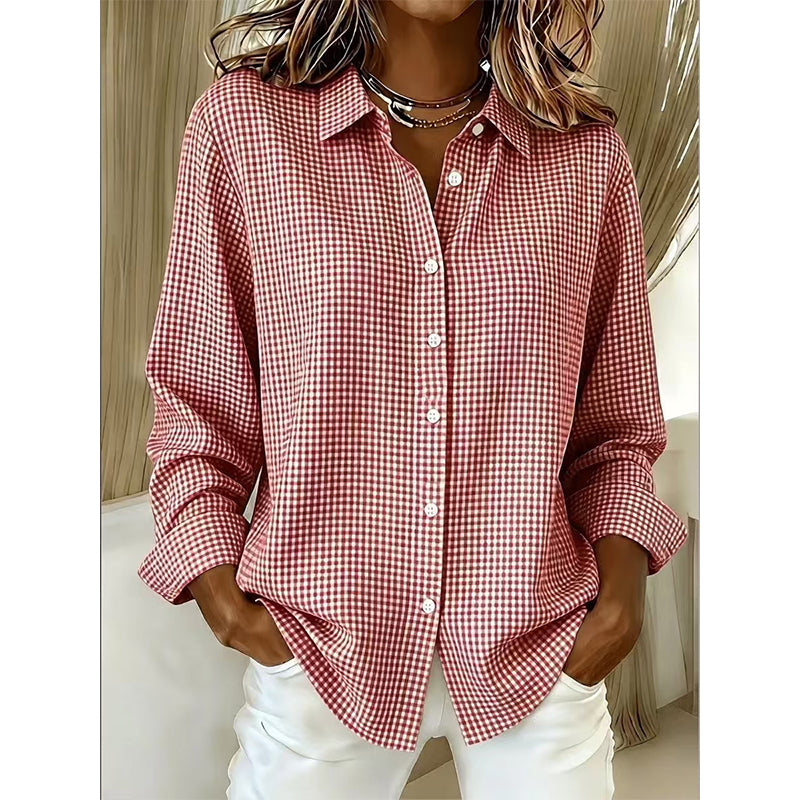 Women's Retro Plaid Long Sleeve Top