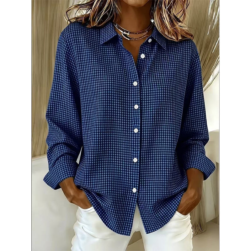 Women's Retro Plaid Long Sleeve Top