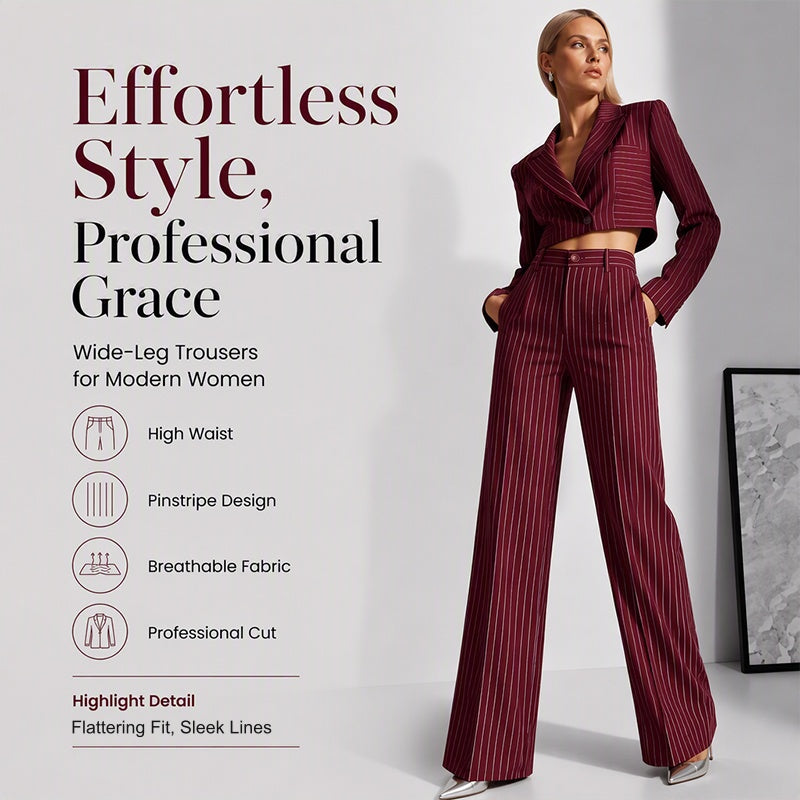 ✨👖Women's High-Waisted Striped Wide-Leg Pants