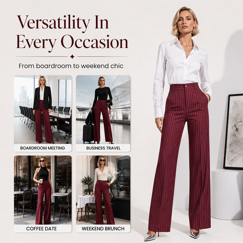 ✨👖Women's High-Waisted Striped Wide-Leg Pants