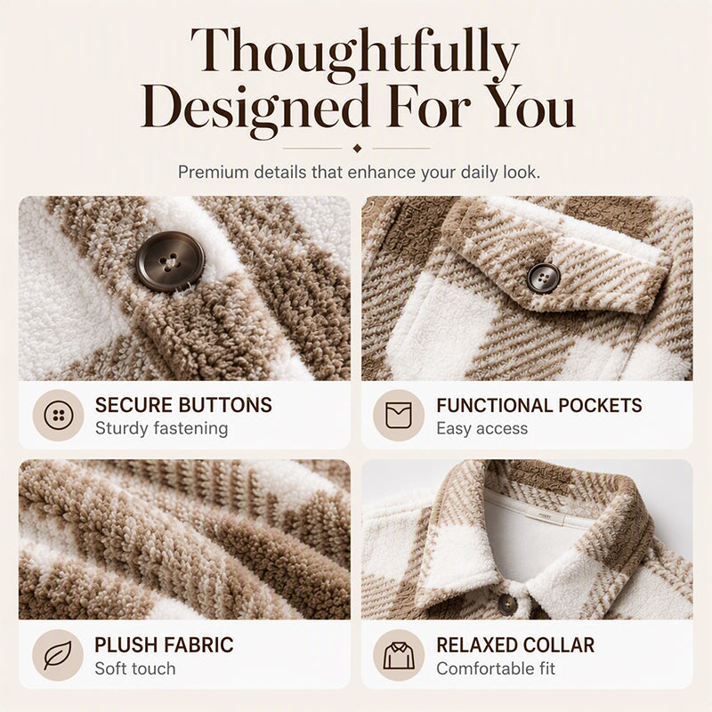 ⏰🍂Autumn Early Bird Sale--Women's Plaid Button-Down Cozy Jacket