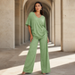 ✨Hot Sale 50% OFF 🔥 Women’s Casual V-Neck Top & Wide-Leg Pants Set