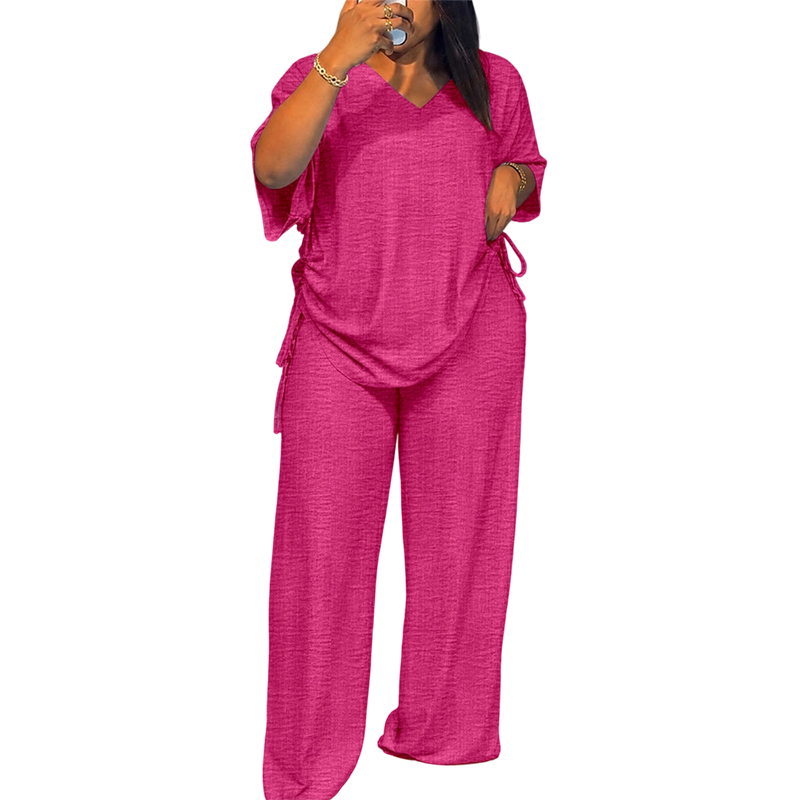 ✨Hot Sale 50% OFF 🔥 Women’s Casual V-Neck Top & Wide-Leg Pants Set