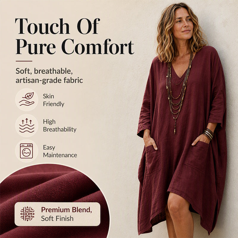 🌸Hot Sale 50% OFF💖Women's Loose V-Neck Asymmetrical Dress