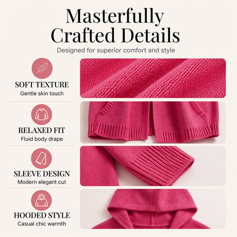 🔥✨ Women's 3/4 Sleeve Hooded Knit Cardigan – Soft Lightweight Layer For Effortless Everyday Style 🤍