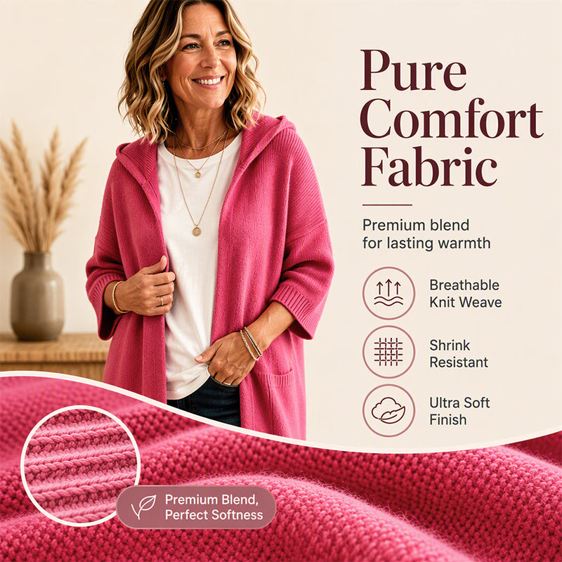 🔥✨ Women's 3/4 Sleeve Hooded Knit Cardigan – Soft Lightweight Layer For Effortless Everyday Style 🤍