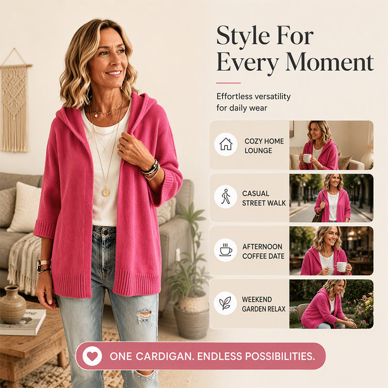 🔥✨ Women's 3/4 Sleeve Hooded Knit Cardigan – Soft Lightweight Layer For Effortless Everyday Style 🤍